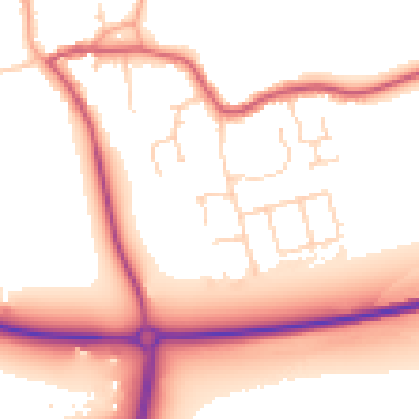Daytime road noise heatmap for PE6 7LJ