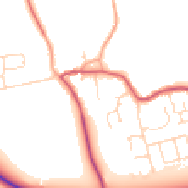 Daytime road noise heatmap for PE6 7LR