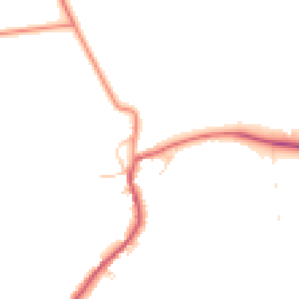 Daytime road noise heatmap for PE6 7NR