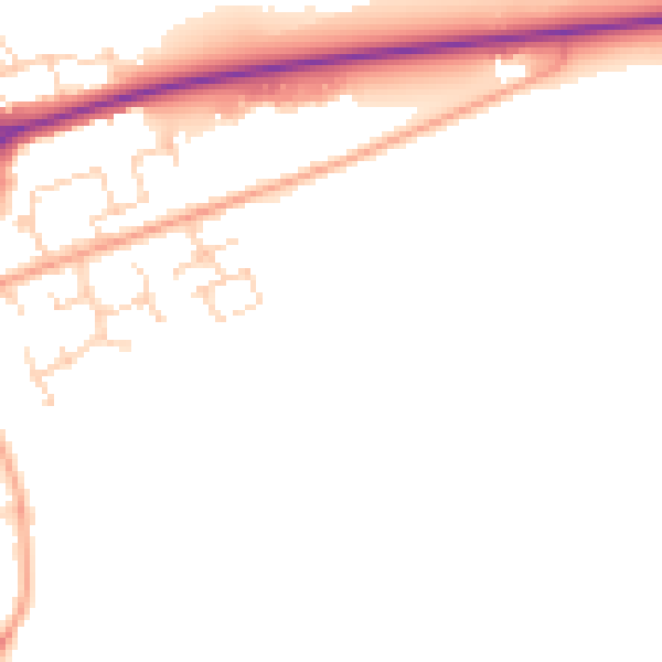 Daytime road noise heatmap for PE6 7UG