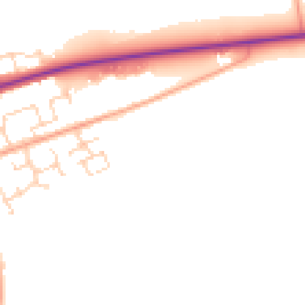 Daytime road noise heatmap for PE6 7UL