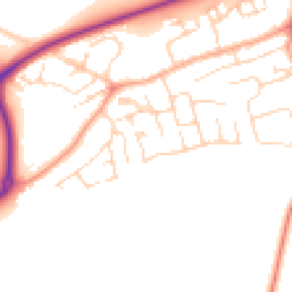 Daytime road noise heatmap for PE6 7WL