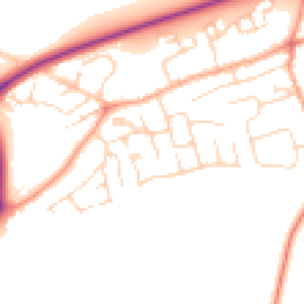 Daytime road noise heatmap for PE6 7XW