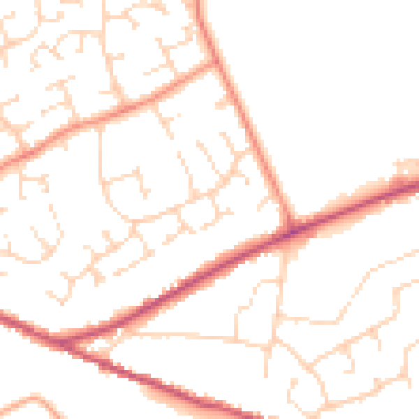 Daytime road noise heatmap for PE6 8EZ