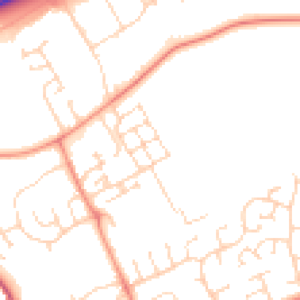 Daytime road noise heatmap for PE6 8FH