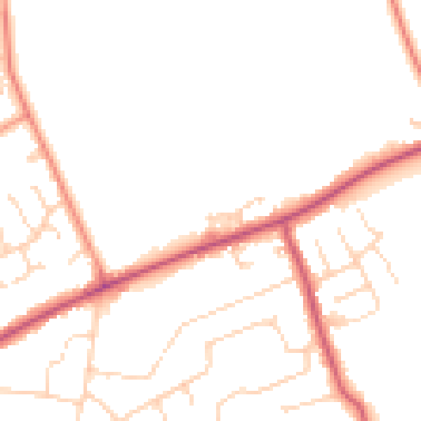 Daytime road noise heatmap for PE6 8GP