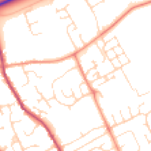 Daytime road noise heatmap for PE6 8LR