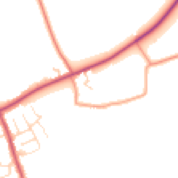 Daytime road noise heatmap for PE6 8TN