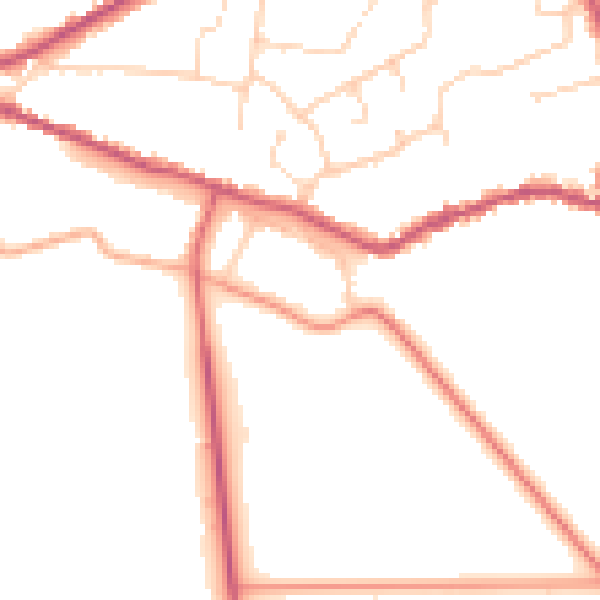 Daytime road noise heatmap for PE6 9AD