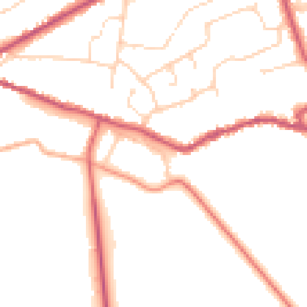 Daytime road noise heatmap for PE6 9AJ