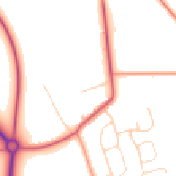 Daytime road noise heatmap for PE6 9AL