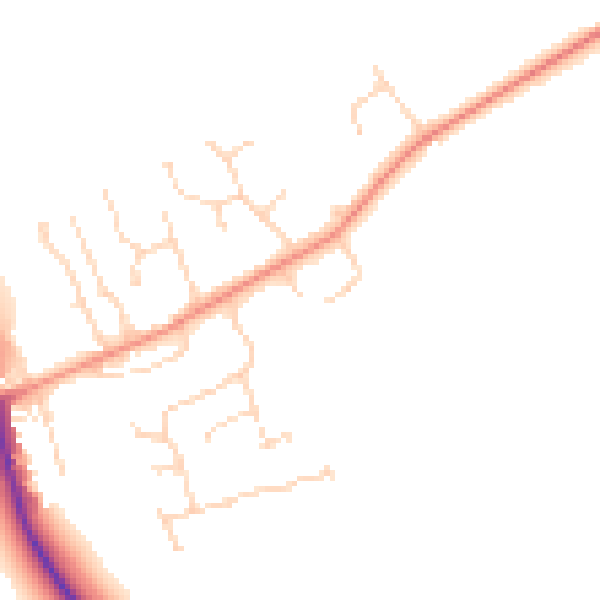 Daytime road noise heatmap for PE6 9AQ