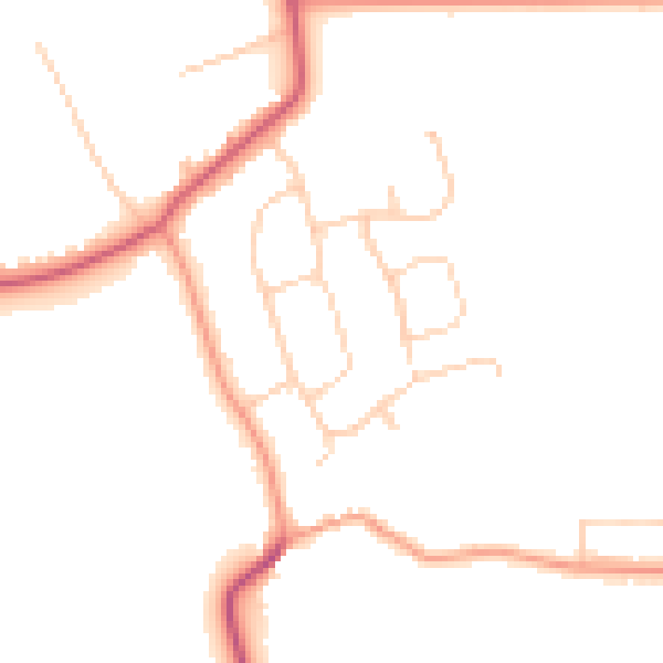 Daytime road noise heatmap for PE6 9DG