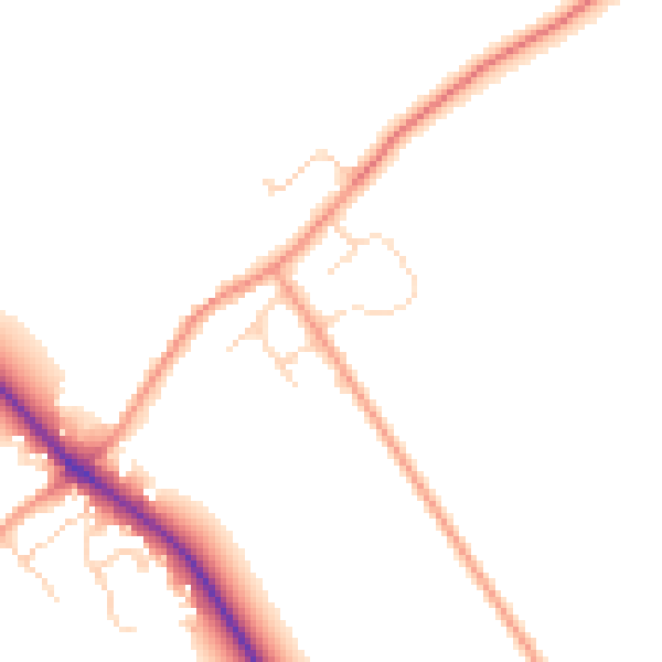 Daytime road noise heatmap for PE6 9LE