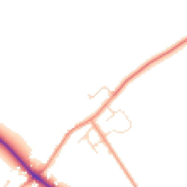 Daytime road noise heatmap for PE6 9RG