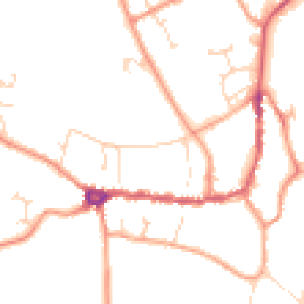 Daytime road noise heatmap for PE8 4AB