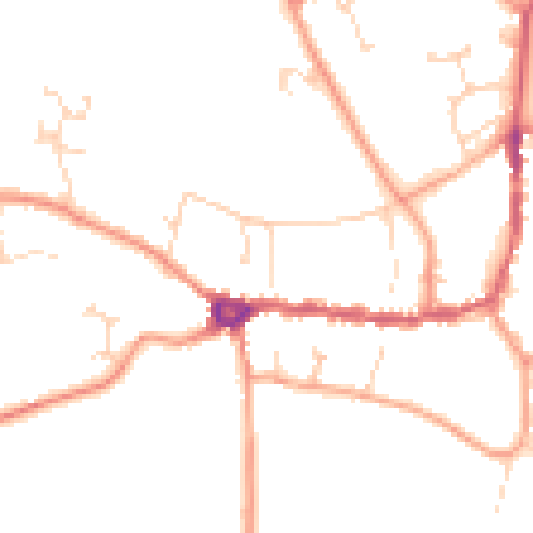 Daytime road noise heatmap for PE8 4AH