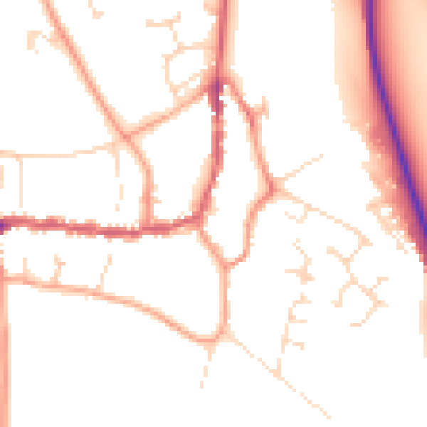 Daytime road noise heatmap for PE8 4AJ