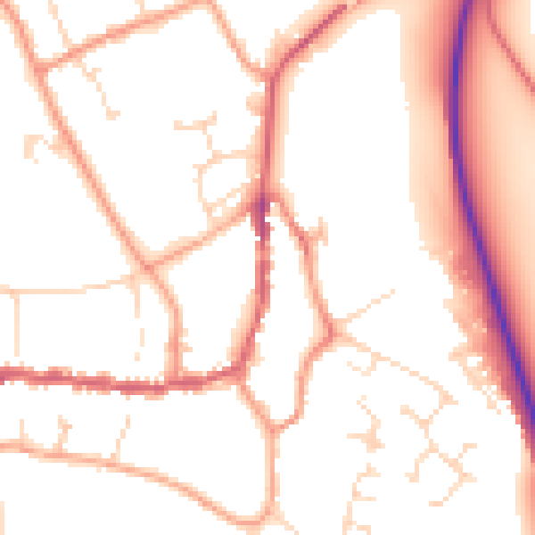Daytime road noise heatmap for PE8 4AL