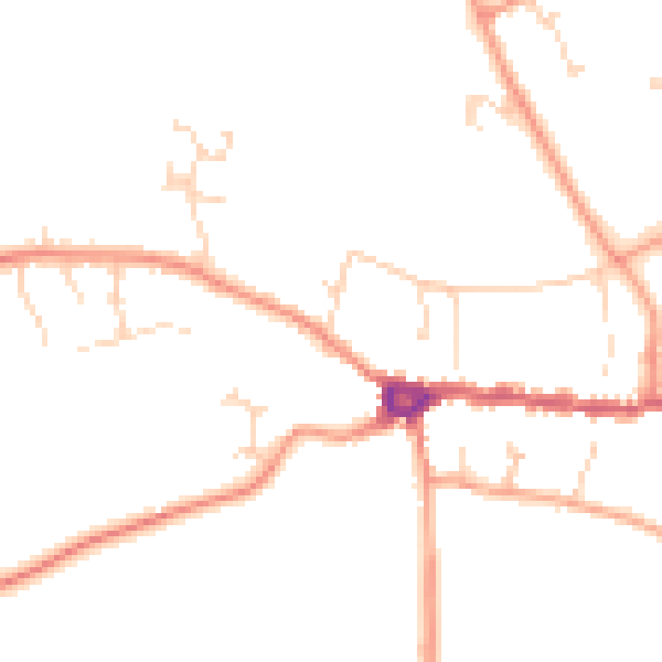 Daytime road noise heatmap for PE8 4AN
