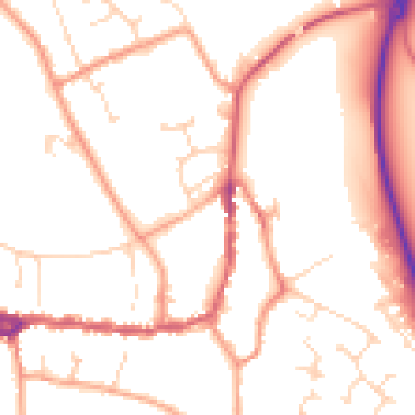 Daytime road noise heatmap for PE8 4AT