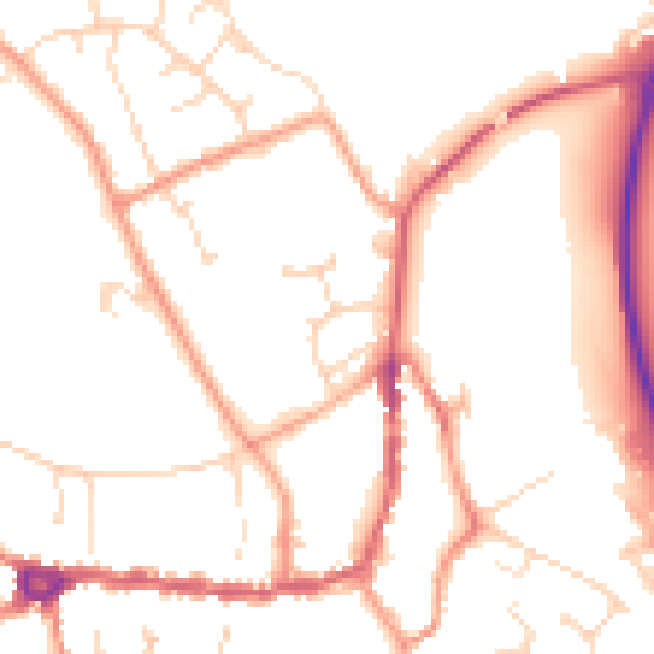 Daytime road noise heatmap for PE8 4AX