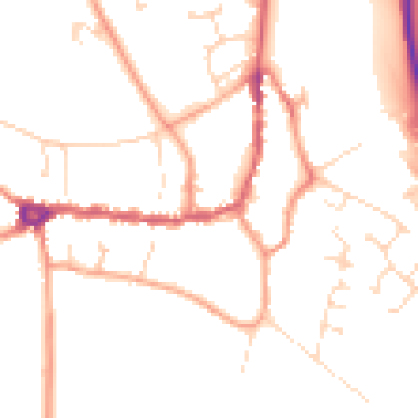Daytime road noise heatmap for PE8 4BA