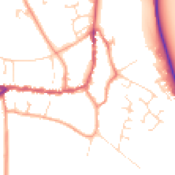Daytime road noise heatmap for PE8 4BE