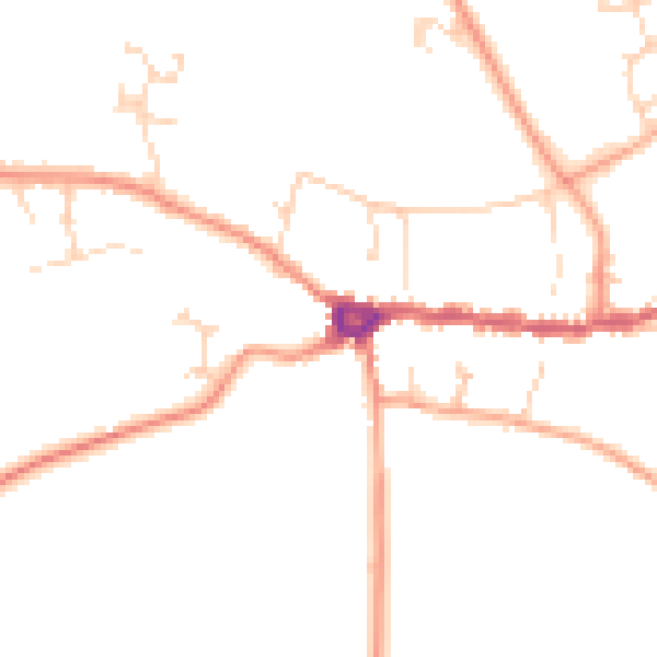 Daytime road noise heatmap for PE8 4BH