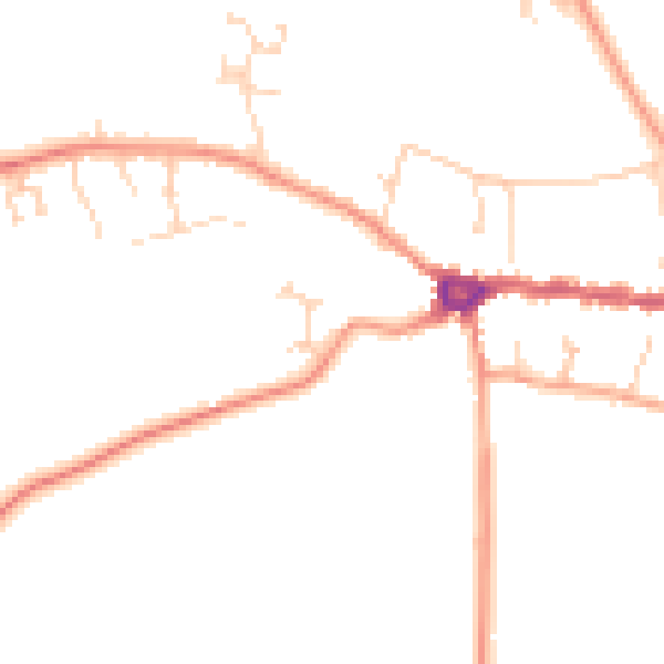 Daytime road noise heatmap for PE8 4BN