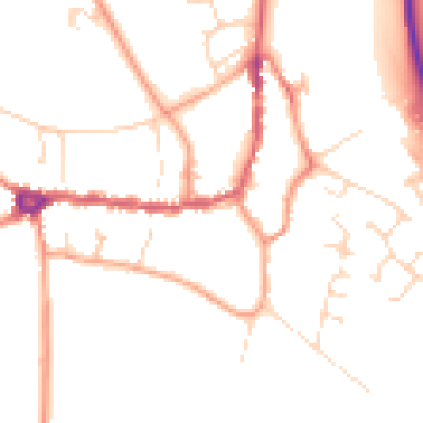 Daytime road noise heatmap for PE8 4BQ
