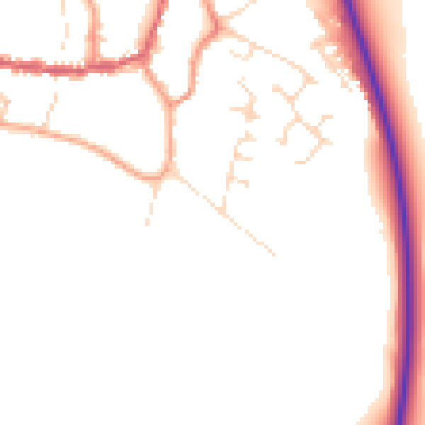 Daytime road noise heatmap for PE8 4BS