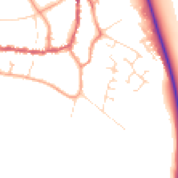 Daytime road noise heatmap for PE8 4BT