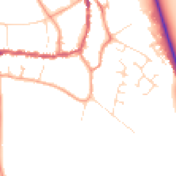 Daytime road noise heatmap for PE8 4BU