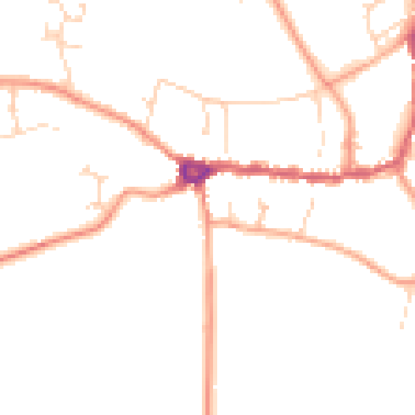 Daytime road noise heatmap for PE8 4BW