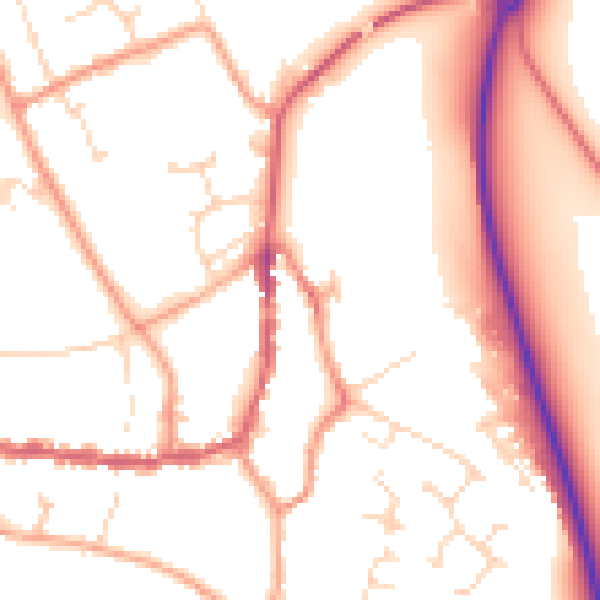 Daytime road noise heatmap for PE8 4DA