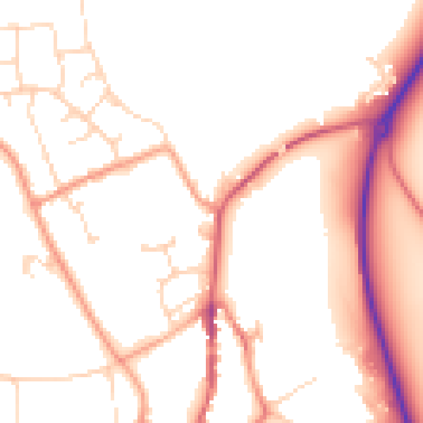 Daytime road noise heatmap for PE8 4DB