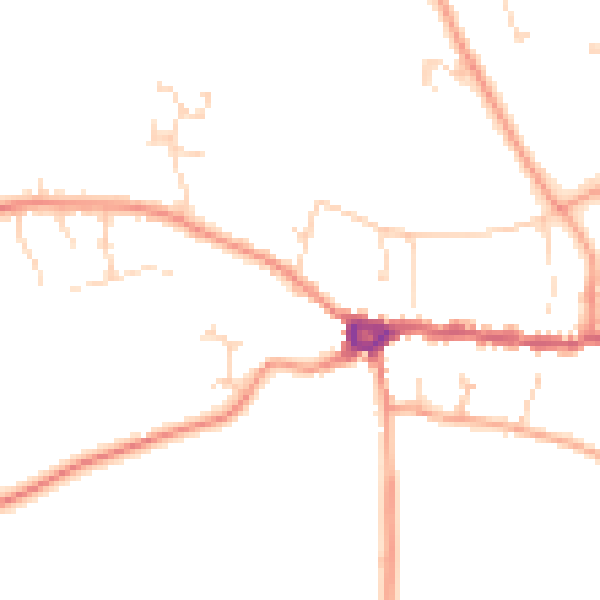 Daytime road noise heatmap for PE8 4DD