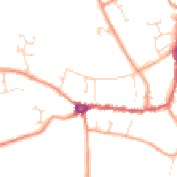 Daytime road noise heatmap for PE8 4DG
