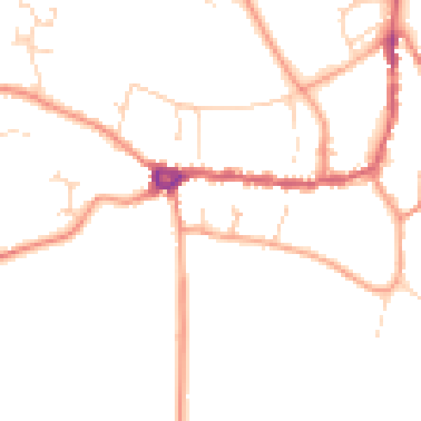 Daytime road noise heatmap for PE8 4DH