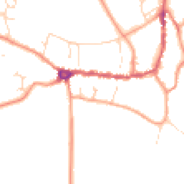 Daytime road noise heatmap for PE8 4DJ