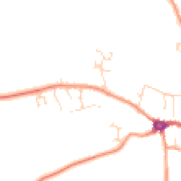 Daytime road noise heatmap for PE8 4DL