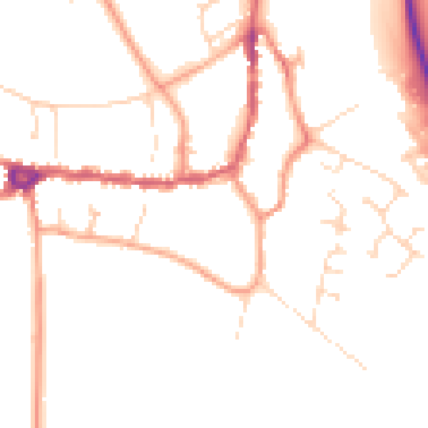 Daytime road noise heatmap for PE8 4DP
