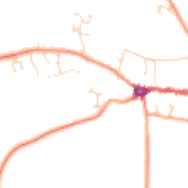 Daytime road noise heatmap for PE8 4DQ