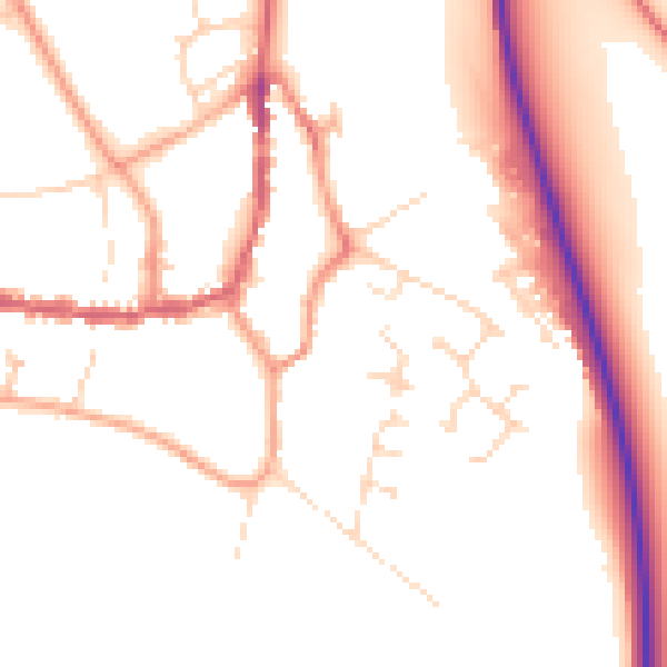 Daytime road noise heatmap for PE8 4DR