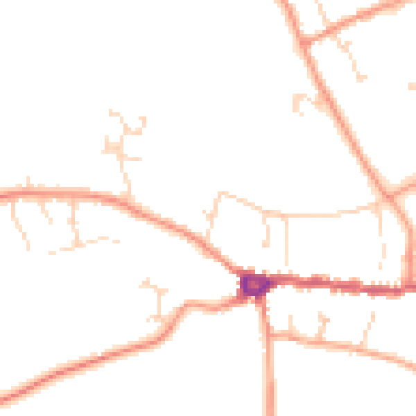 Daytime road noise heatmap for PE8 4DS