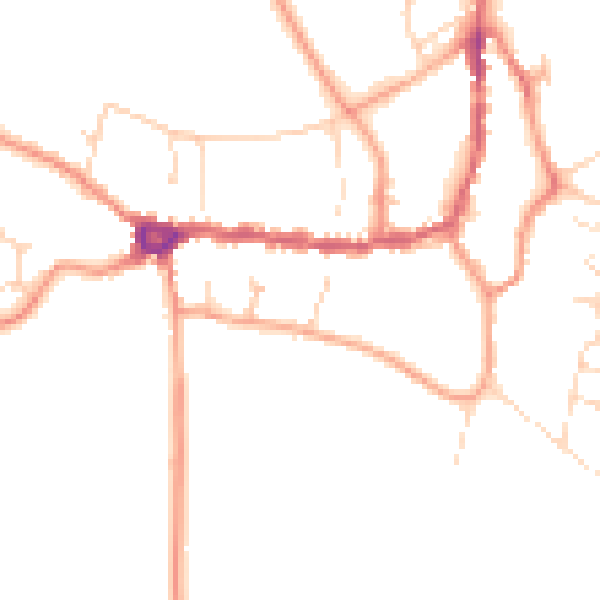 Daytime road noise heatmap for PE8 4DU