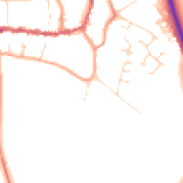 Daytime road noise heatmap for PE8 4DW