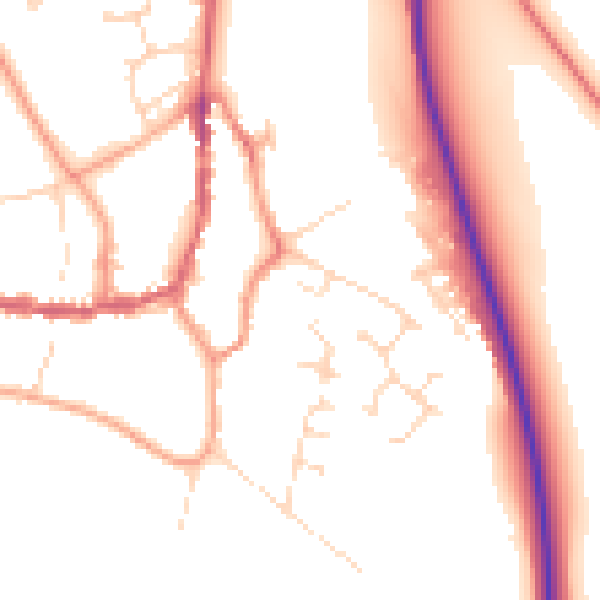Daytime road noise heatmap for PE8 4DX