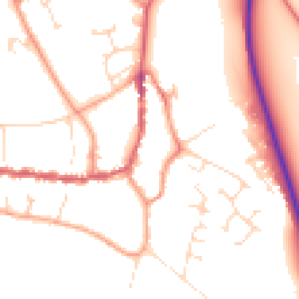 Daytime road noise heatmap for PE8 4DY